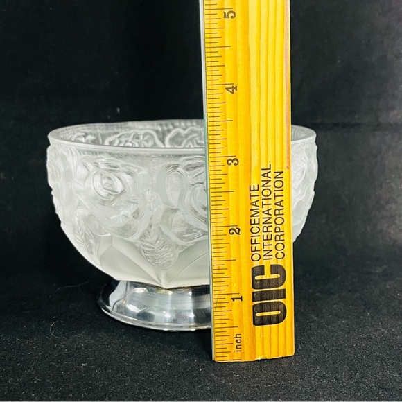 william adam’s frosted glass rose bowl mcm embossed silver plated italy - Picture 5 of 9
